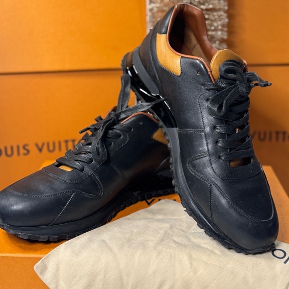 Louis Vuitton Black Leather Sneakers w/ Brown Accent - Picture 1 of 8